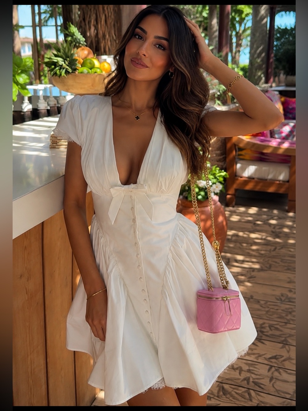 HOUSE OF CB 'Emiliana' White Stretch Cotton Mini Dress/Small US 4-6 $269 - Picture 2 of 7